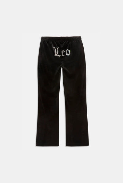 'LEO' BLACK VELOUR DIAMANTÉ TRACKSUIT BOTTOM