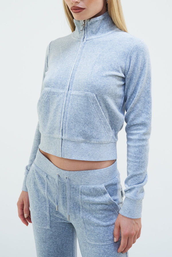 SILVER MARL CLASSIC VELOUR TRACK TOP