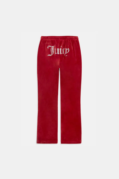 RED DAHLIA VELOUR DIAMANTÉ TRACKSUIT BOTTOM