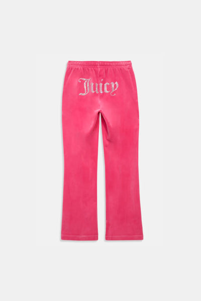 HOT PINK VELOUR DIAMANTÉ TRACKSUIT BOTTOM