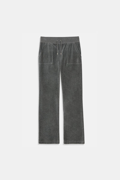 CHARCOAL MARL COTTON VELOUR DEL RAY POCKETED BOTTOMS