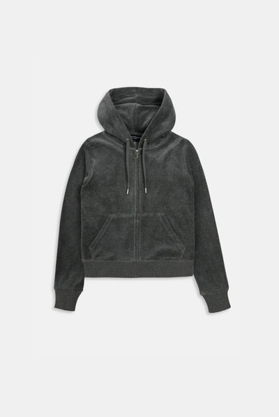 CHARCOAL MARL COTTON VELOUR ROBERTSON HOODIE