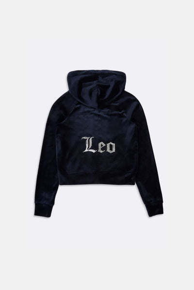 'LEO' NIGHT SKY DIAMANTÉ VELOUR ZIP-THROUGH HOODIE