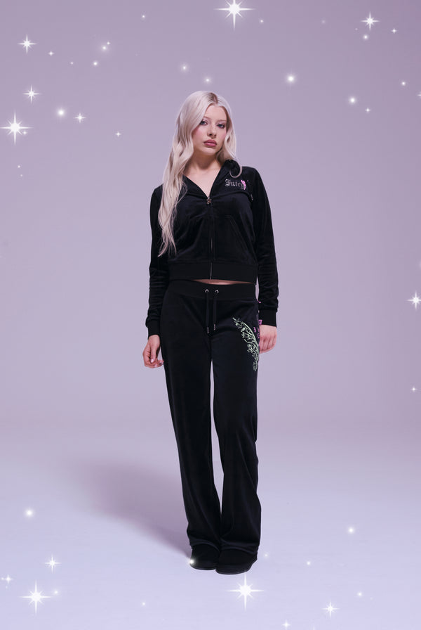 DISNEY | BLACK PRINTED VELOUR HOODIE