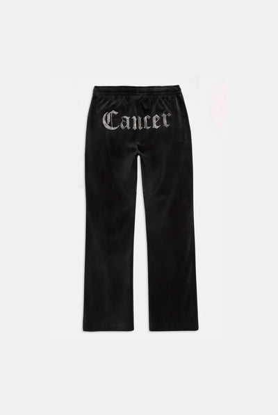 CANCER' BLACK VELOUR DIAMANTÉ TRACKSUIT BOTTOM