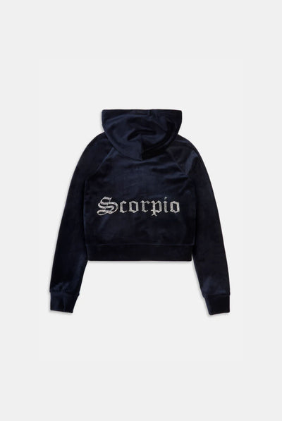 'SCORPIO' NIGHT SKY DIAMANTÉ VELOUR ZIP-THROUGH HOODIE