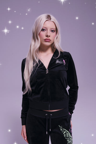 DISNEY | BLACK PRINTED VELOUR HOODIE