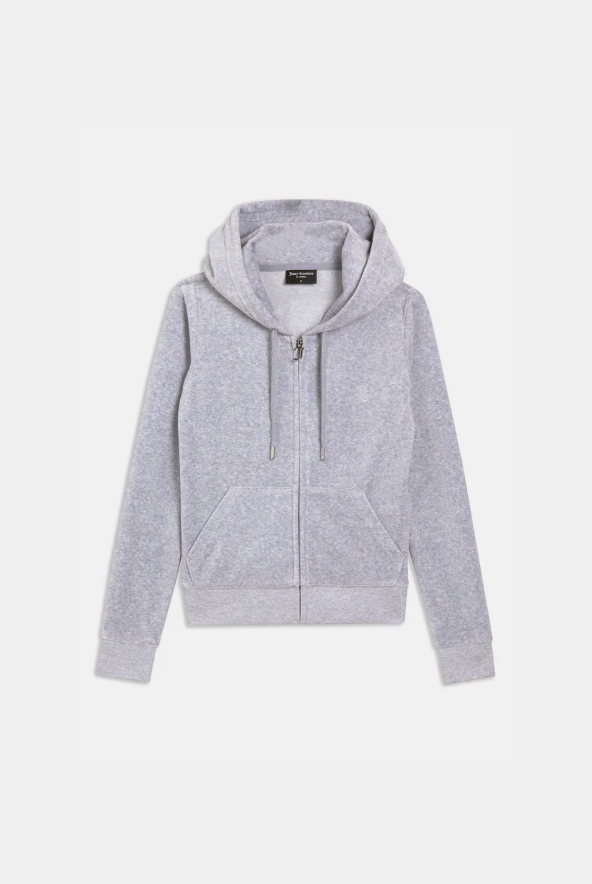 Silver Marl Velour Zip-Up Slim Fit Hoodie – Juicy Couture UK