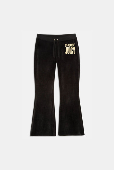 BLACK CHOOSE JUICY ULTRA LOW RISE BAMBOO VELOUR HERITAGE BOTTOMS