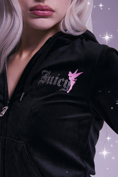 DISNEY | BLACK PRINTED VELOUR HOODIE