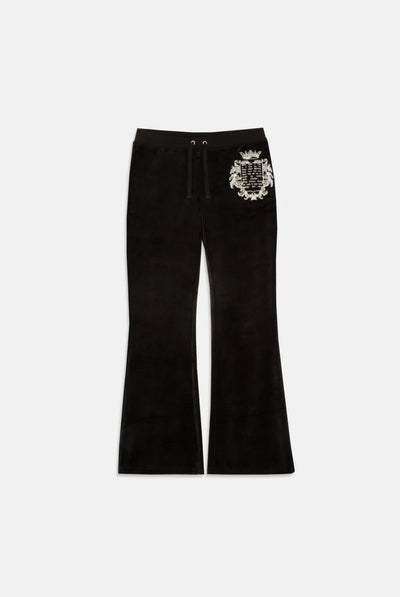 BLACK 'ONCE UPON A TIME' ULTRA LOW RISE BAMBOO VELOUR HERITAGE POCKETED BOTTOMS