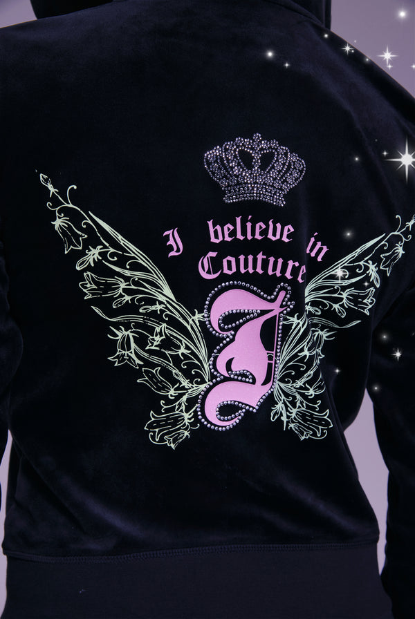 DISNEY | BLACK PRINTED VELOUR HOODIE