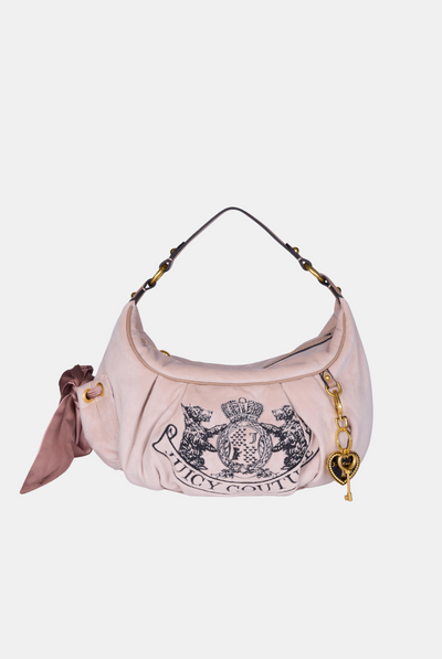 DARK SAND CREST VELOUR HOBO BAG