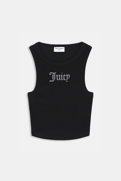 BLACK DIAMANTE RIB CROP VEST