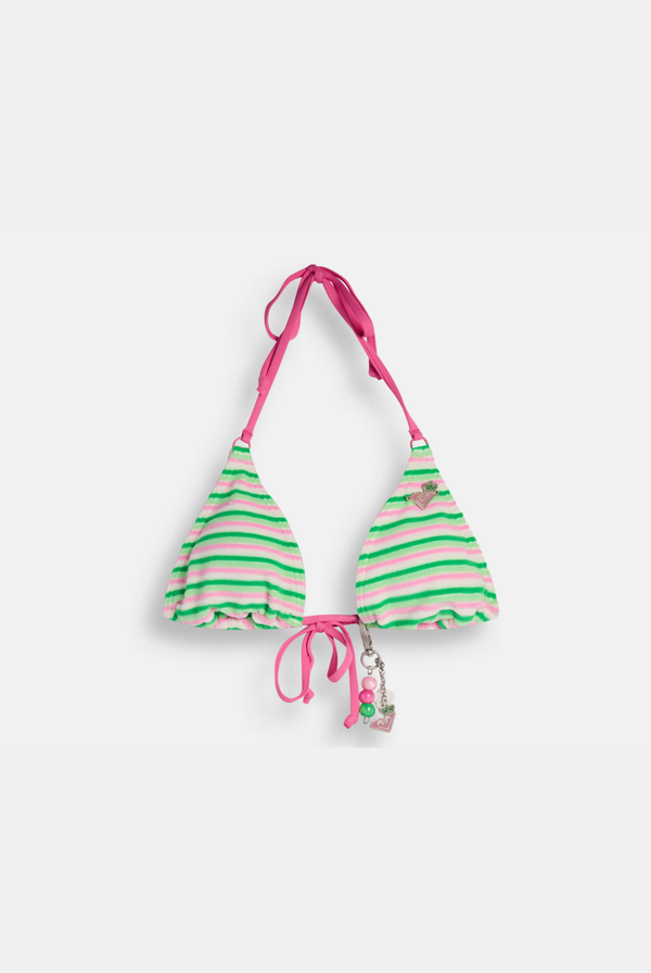 Displays the island green Roxy and juicy Couture Terry triangle bikini top 