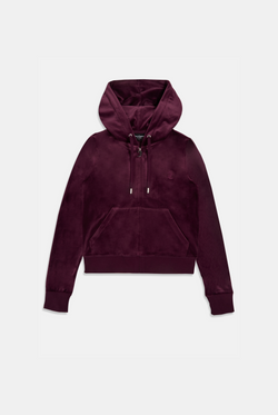 Displays the wine tasting classic 'juicy' branded velour Robertson hoodie 