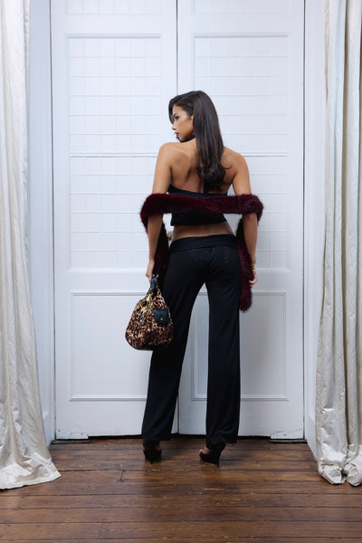 Black Belted Flare Trousers