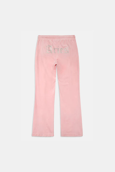 'ARIES' JUICY PINK VELOUR DIAMANTÉ TRACKSUIT BOTTOM