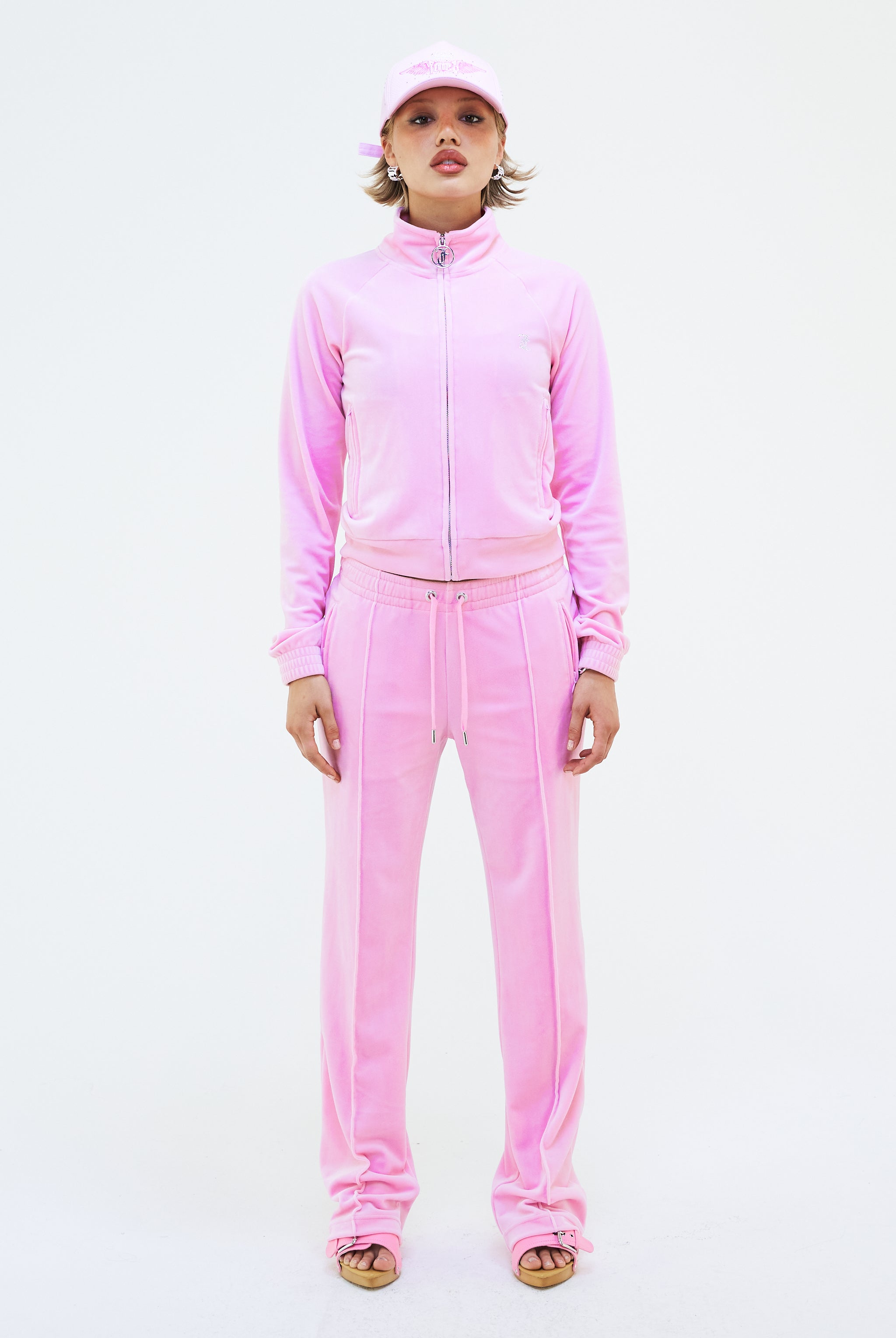 Pink velour cheap tracksuit bottoms