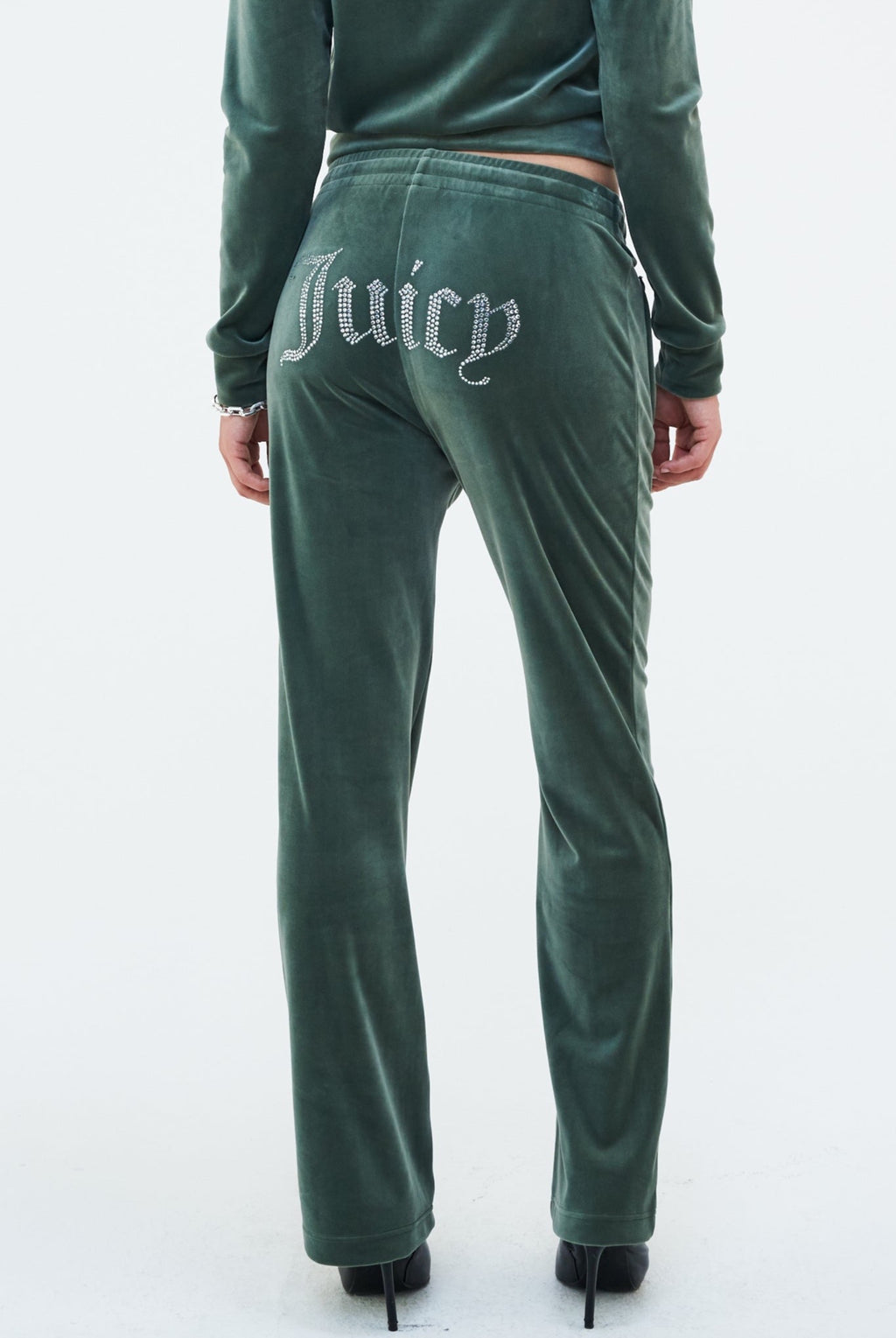 THYME VELOUR DIAMANTE TRACKSUIT BOTTOM