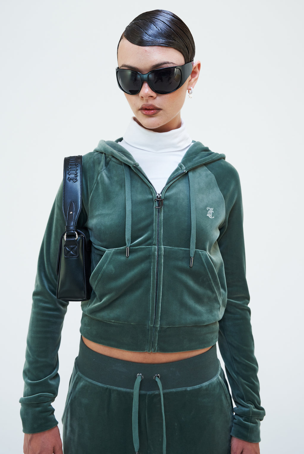 THYME DIAMANTE VELOUR ZIP-THROUGH HOODIE