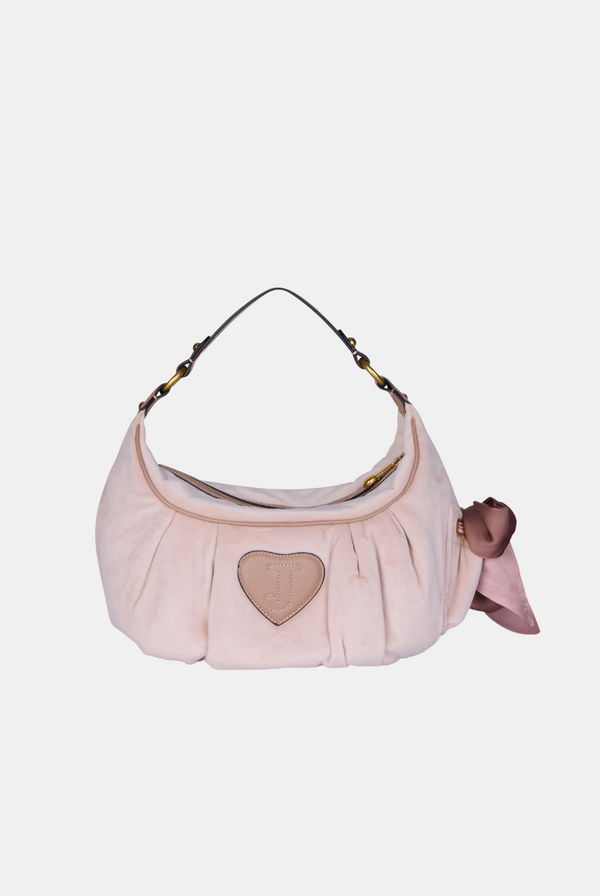 DARK SAND CREST VELOUR HOBO BAG