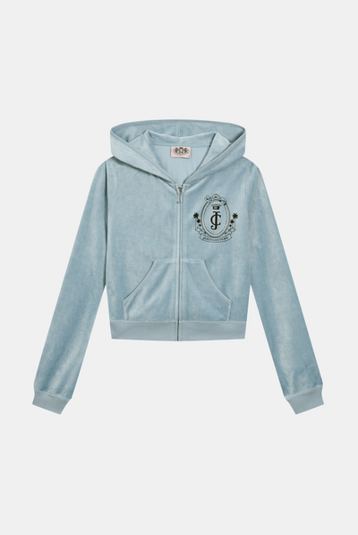 DUSK BLUE PALM GRAPHIC BAMBOO VELOUR HERITAGE HOODIE