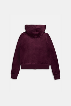Displays the wine tasting classic 'juicy' branded velour Robertson hoodie 