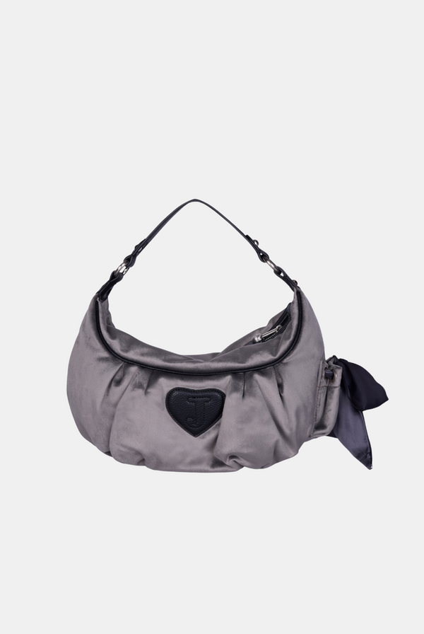 GREY CREST VELOUR HOBO BAG