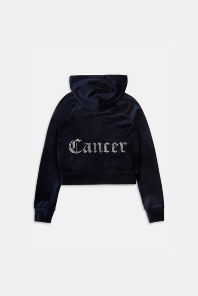 CANCER' NIGHT SKY DIAMANTÉ VELOUR ZIP-THROUGH HOODIE