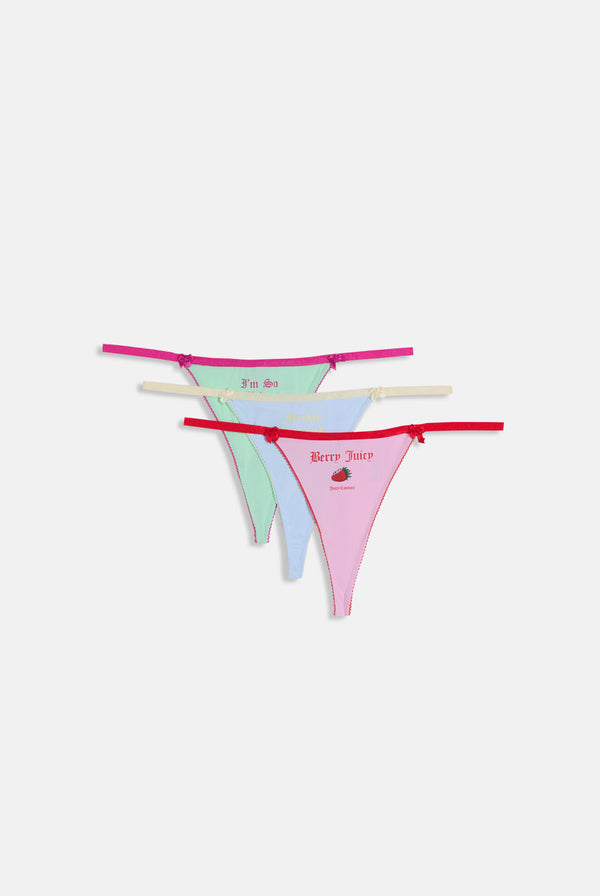 3 Pack Fruit Slogan Thongs
