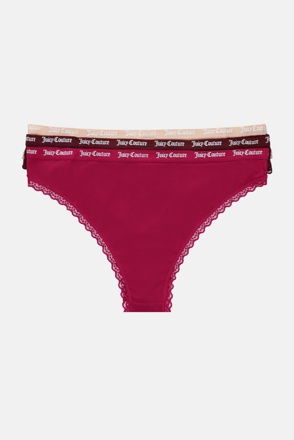 3 PACK RIBBED MICROFIBRE LACE TRIM BRIEF