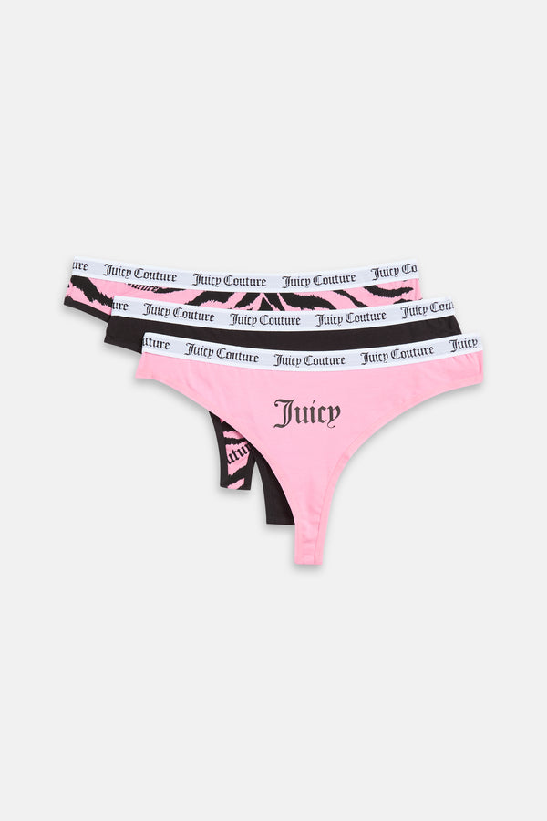 Pack Of 3 Tiger Graphic Thongs