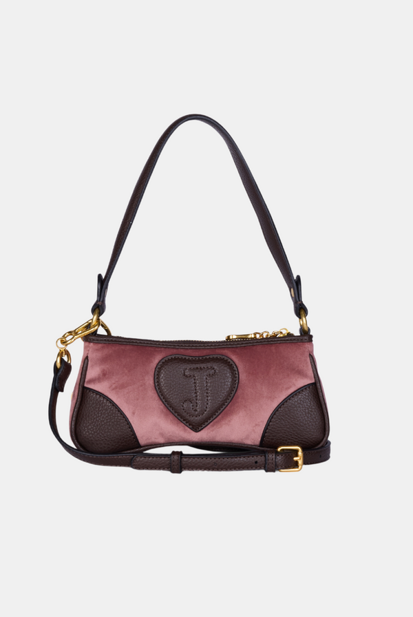 POWDER PINK CREST EMBROIDERED SHOULDER BAG