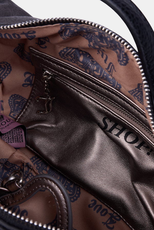 GREY CREST VELOUR HOBO BAG