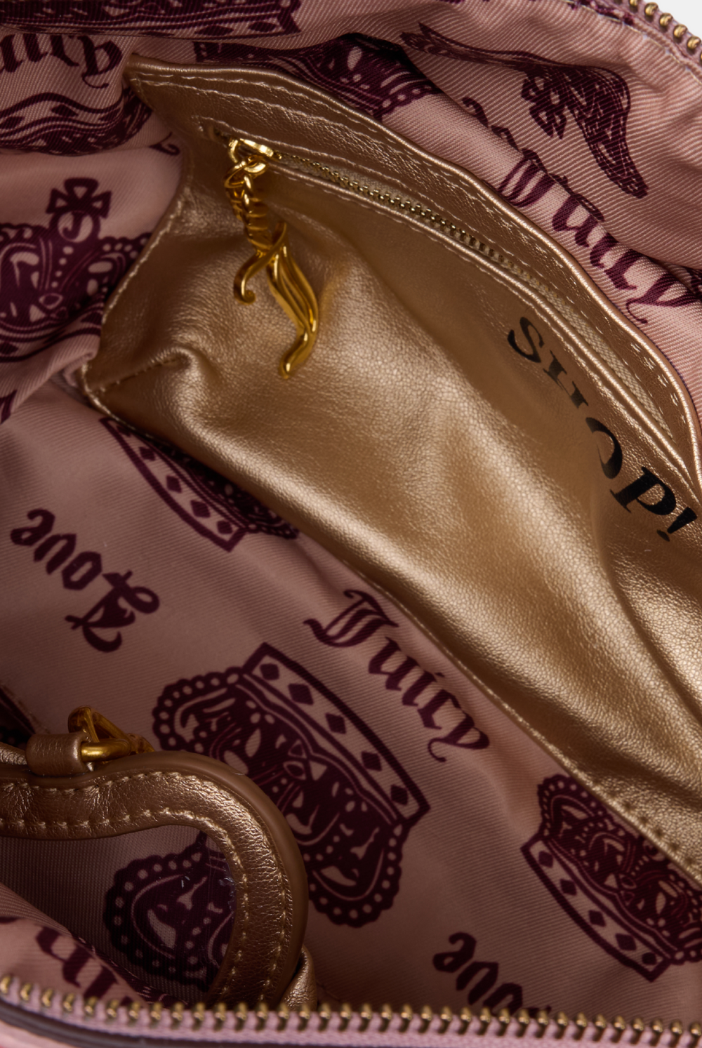Displays the Dark Red 'Crest' velour hobo bag 