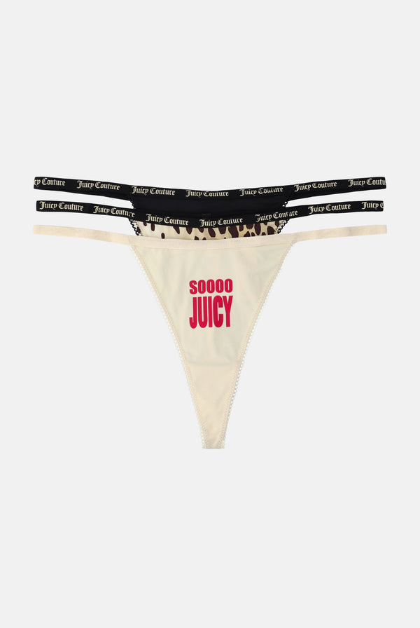 3 PACK CHEETAH SLOGAN T-BAR THONG