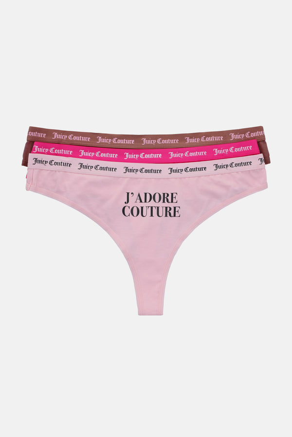 3 PACK SLOGAN COTTON THONGS