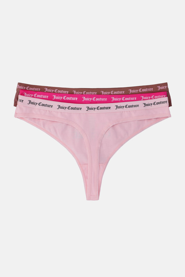 3 PACK SLOGAN COTTON THONGS