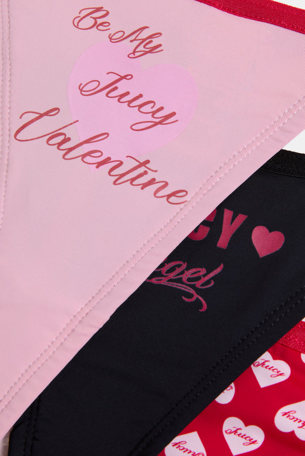 BE MY JUICY VALENTINE THONG x3 PACK