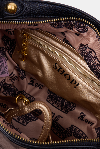 CHOCOLATE CREST VELOUR HOBO BAG