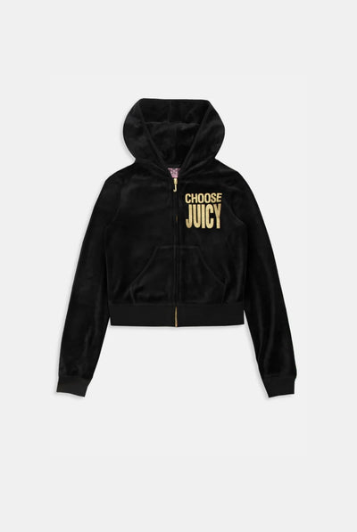 BLACK CHOOSE JUICY BAMBOO VELOUR HERITAGE HOODIE