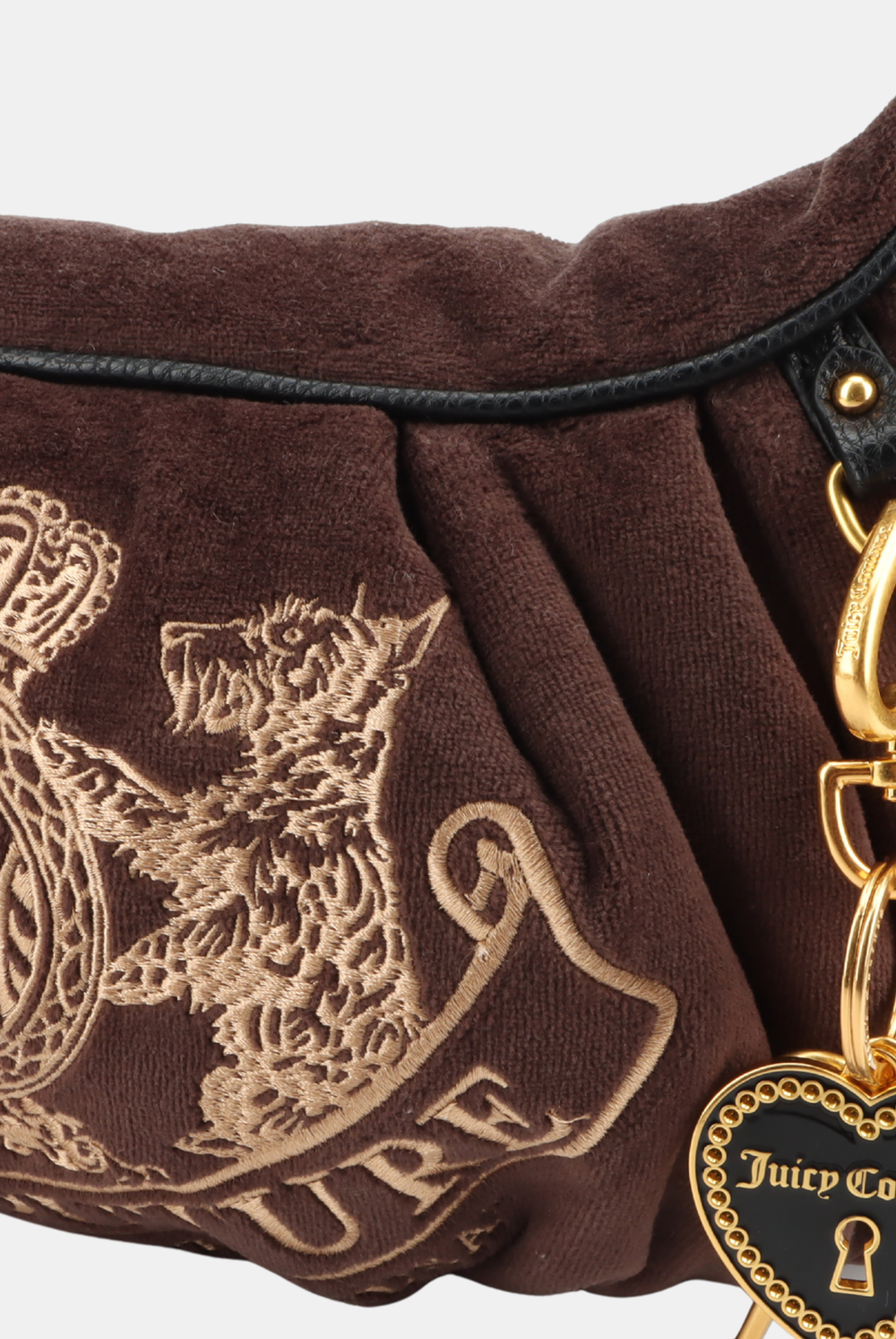 CHOCOLATE CREST VELOUR HOBO BAG