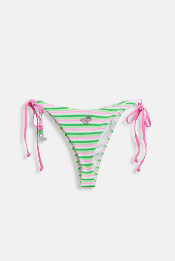 Displays the Island Green Roxy & juicy Couture Terry thong bikini bottom 