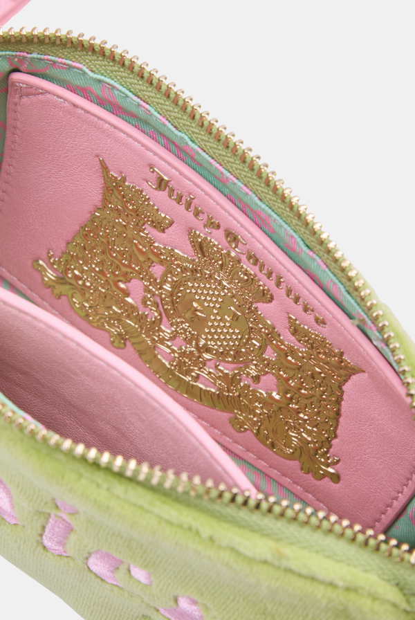 PISTACHIO GREEN & PINK VELOUR MINI HANDBAG