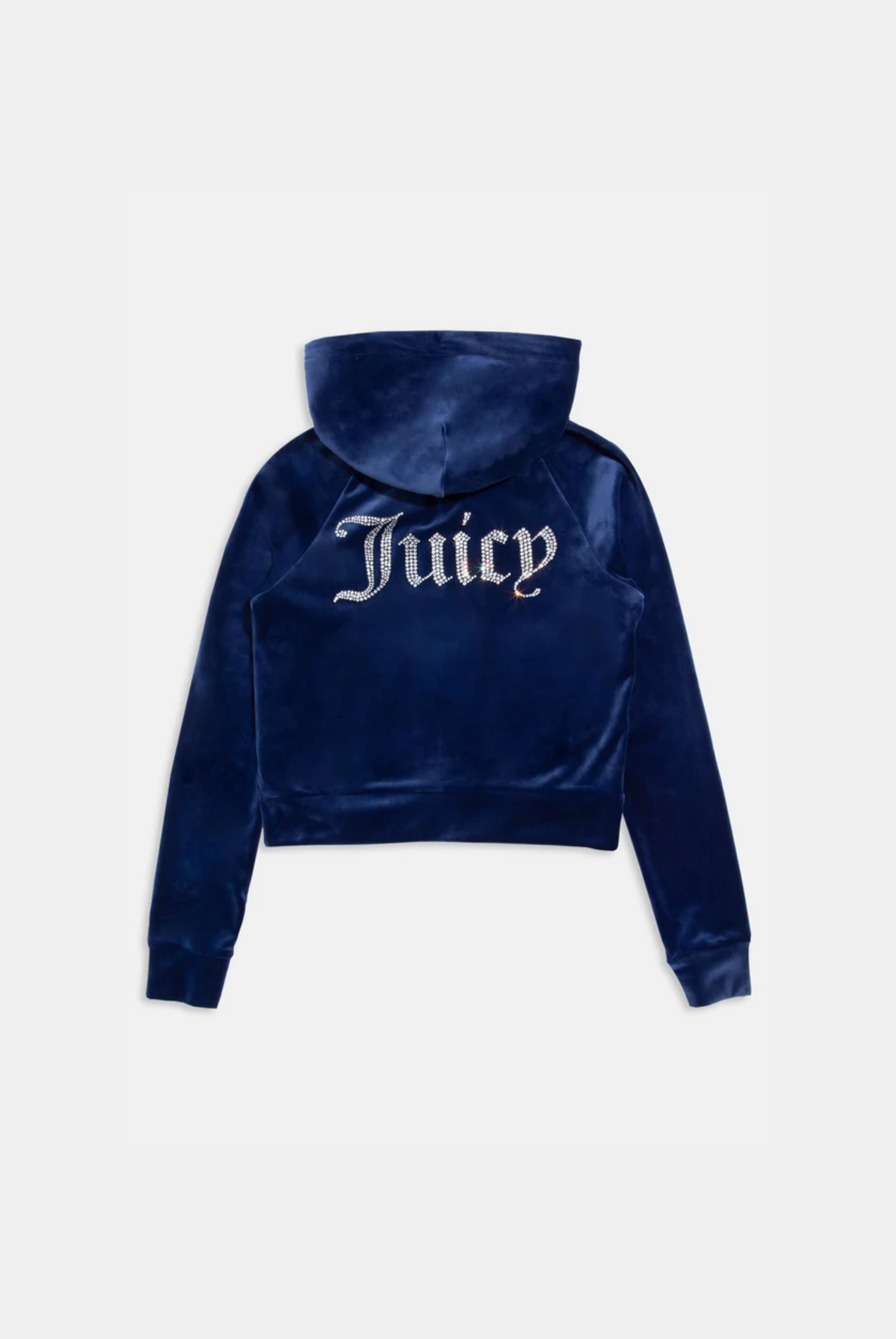 BLUE DEPTHS DIAMANTÉ VELOUR ZIP-THROUGH HOODIE – Juicy Couture UK