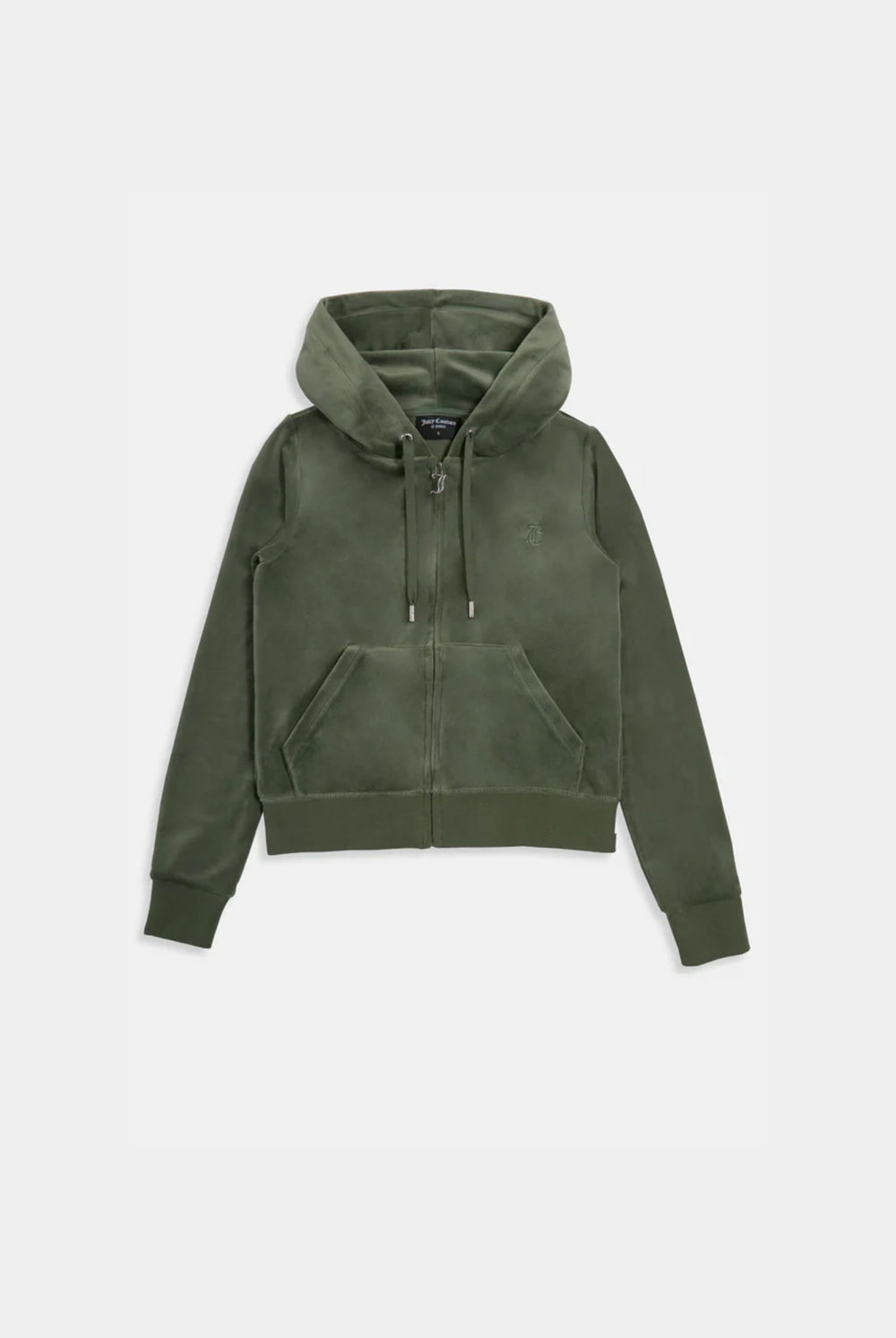 Displays the Thyme 'Juicy' branded classic velour Robertson hoodie
