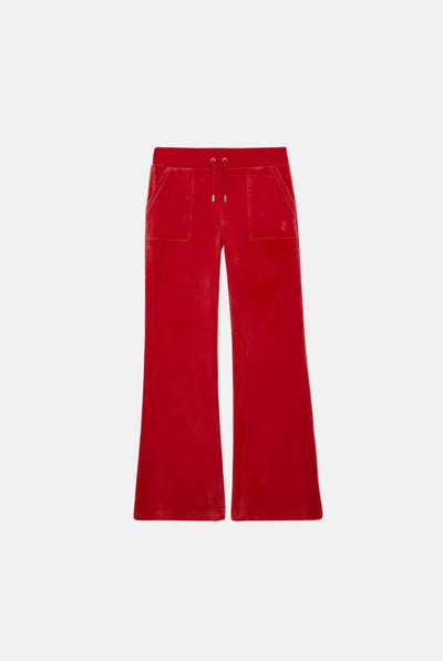 ASTOR RED LOW RISE FLARE CLASSIC VELOUR TRACK PANT