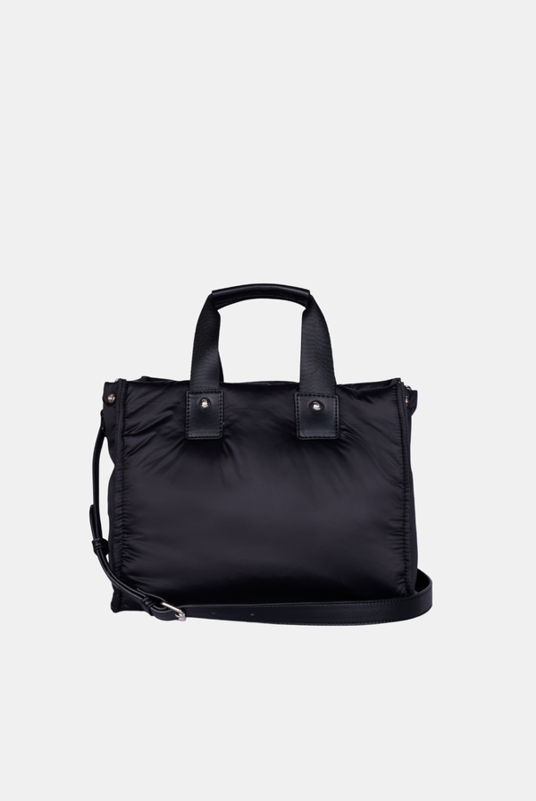 BLACK LARGE TONAL EMBROIDERED TOTE BAG