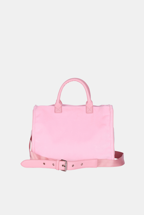 JUICY PINK MEDIUM DIAMANTE VELOUR TOTE HANDBAG